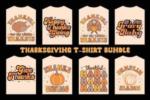 Retro Thanksgiving T-shirt Bundle. Beautiful and eye-catching Thanksgiving vector cartoon-style of turkey, pumpkin, and much more.
