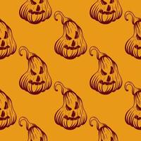 Seamless halloween pattern with pumpkins vector