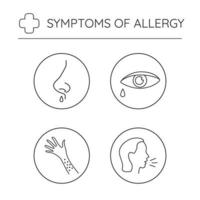 conjunto de iconos de línea de síntomas de alergia vector