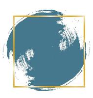 Blue grunge brush circle and Gold shining square frame. Abstract background. Vector. vector