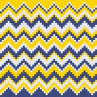 Chevron pattern. Pixel art. Yellow, blue and white chevron pattern. Vector illustration