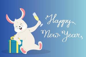 New year card with rabbit vector