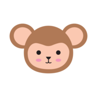 cabeça de macaco em ilustração de design plano fofo e kawaii png