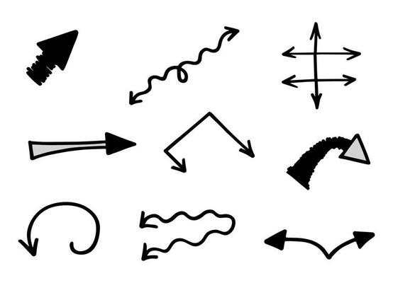 Vector set of hand drawn arrows, elements for presentation