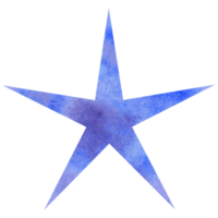 Blue watercolor star. Celestial element, space, sky. Transparent PNG clipart