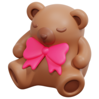 teddy bear 3d render icon illustration png