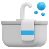 illustration de l'icône de rendu 3d de la baignoire png
