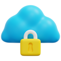 cloud lock 3d render icon illustration png