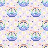 Vector seamless pastel pattern with pacific signs and camomiles.