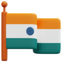 Indien flagga 3d framställa ikon illustration png