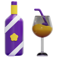 garrafa de vinho ilustração de ícone de renderização 3d png