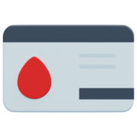 illustration de l'icône de rendu 3d de la carte du donneur de sang png