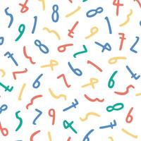 Vector illustration of hand drawn colorful number pattern.