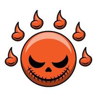 símbolo redondo de la cabeza del diablo del cráneo para la preparación de halloween vector