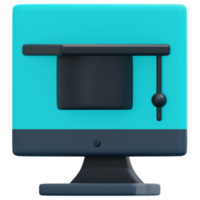 ilustração de ícone de renderização 3d de aprendizado on-line png