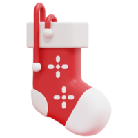 christmas sock 3d render icon illustration png