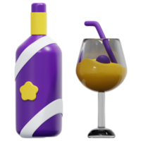 wine bottle 3d render icon illustration png