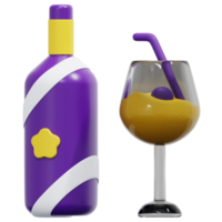 ilustración de icono de render 3d de botella de vino png