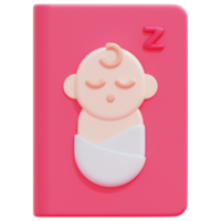 baby book 3d render icon illustration png