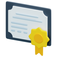 illustration de l'icône de rendu 3d du certificat png