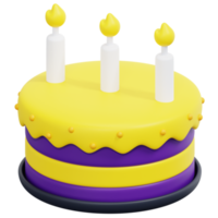 ilustración de icono de render 3d de pastel de cumpleaños png