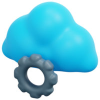 configuración de nube ilustración de icono de procesamiento 3d png