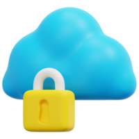 ilustración de icono de procesamiento 3d de bloqueo de nube png