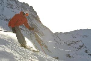skiing at winter season photo