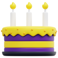 illustration de l'icône de rendu 3d du gâteau d'anniversaire png
