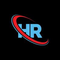 HR logo. HR design. Blue and red HR letter. HR letter logo design. Initial letter HR linked circle uppercase monogram logo. vector