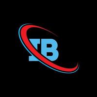 IB logo. IB design. Blue and red IB letter. IB letter logo design. Initial letter IB linked circle uppercase monogram logo. vector
