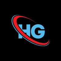 HG logo. HG design. Blue and red HG letter. HG letter logo design. Initial letter HG linked circle uppercase monogram logo. vector