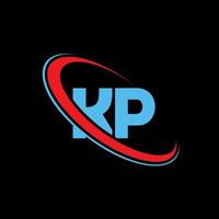 logotipo de kp. diseño kp letra kp azul y roja. diseño del logotipo de la letra kp. letra inicial kp círculo vinculado logotipo de monograma en mayúsculas. vector