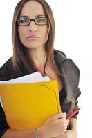 business woman hold papers and folder photo