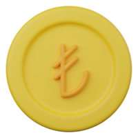 lira turca moneda icono 3d png