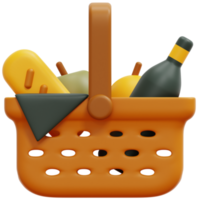 basket 3d render icon illustration png