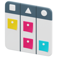 kanban 3d rendere icona illustrazione png