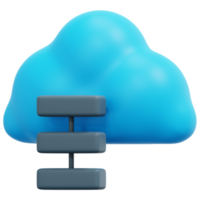 ilustración de icono de renderizado 3d de procesamiento en la nube png