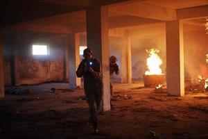 military troops in action urban environment photo
