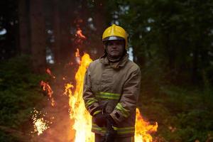 Firefighter in action photo