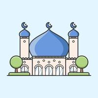 Cute flat design Ramadan Mosque with two towers vector