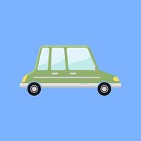 Vintage Green Car in funny cartoon style vector