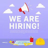 We are hiring architecture civil engineer. Recruitment poster ads illustration for architect civil engineer in square format for social media promotion vector