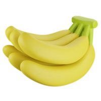 3D rendering a hand of bananas on transparent background png