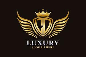 Luxury royal wing Letter LD crest Gold color Logo vector, Victory logo, crest logo, wing logo, vector logo template.