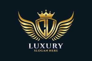 Luxury royal wing Letter LU crest Gold color Logo vector, Victory logo, crest logo, wing logo, vector logo template.