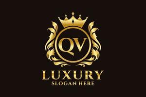 Initial QV Letter Royal Luxury Logo template in vector art for luxurious branding projects and other vector illustration.