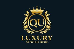 Initial QU Letter Royal Luxury Logo template in vector art for luxurious branding projects and other vector illustration.