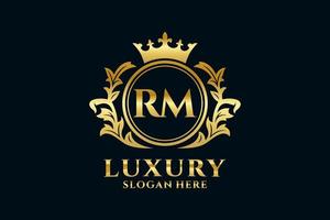 Initial RM Letter Royal Luxury Logo template in vector art for luxurious branding projects and other vector illustration.