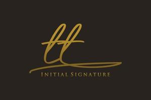 Initial TT Letter Signature Logo Template elegant design logo. Hand drawn Calligraphy lettering Vector illustration.